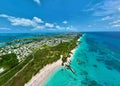 View of a vibrant cityscape with crystal blue green waters in Bermuda Island Royalty Free Stock Photo