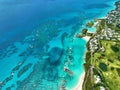 View of a vibrant cityscape with crystal blue green waters in Bermuda Island Royalty Free Stock Photo