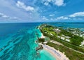 View of a vibrant cityscape with crystal blue green waters in Bermuda Island