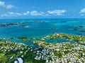 View of a vibrant cityscape with crystal blue green waters in Bermuda Island Royalty Free Stock Photo