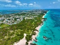 View of a vibrant cityscape with crystal blue green waters in Bermuda Island Royalty Free Stock Photo