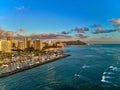 View of a vibrant cityscape of Diamond Head Sunset, Waikiki, Hawai'i Royalty Free Stock Photo