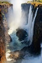 View of Victoria Falls from the ground. Mosi-oa-Tunya National park. and World Heritage Site. Zambiya. Zimbabwe. Royalty Free Stock Photo