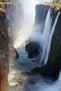 View of Victoria Falls from the ground. Mosi-oa-Tunya National park. and World Heritage Site. Zambiya. Zimbabwe. Royalty Free Stock Photo