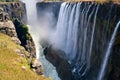 View of Victoria Falls from the ground. Mosi-oa-Tunya National park. and World Heritage Site. Zambiya. Zimbabwe. Royalty Free Stock Photo