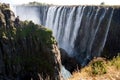 View of Victoria Falls from the ground. Mosi-oa-Tunya National park. and World Heritage Site. Zambiya. Zimbabwe. Royalty Free Stock Photo