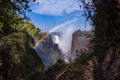 View of the Victoria Falls with rainbow in Zimbabwe Royalty Free Stock Photo