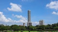 View of the Victoria Memorial Hall gardens and THE 42 Tower view, Kolkata,