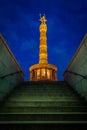 View of victory column berlin from underneath in the evening during blue hour Royalty Free Stock Photo