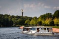 View on Victory Column in Tiergarten Park from Spree River