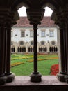 View of Vienna from the window of an historic building featuring a courtyard in the foreground Royalty Free Stock Photo