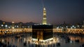 A view of the Kaaba in Makkah, illuminated by soft light during evening prayers Royalty Free Stock Photo