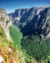 View of Vikos Gorge, a gorge in the Pindus Mountains of northern Greece Royalty Free Stock Photo