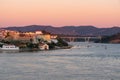 View of Vila Nova de Milfontes with river Mira at sunset, in Portugal Royalty Free Stock Photo