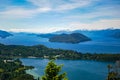 View from Villa Campanario in San Carlos de Bariloche, Patagonia, Argentina - picturesque landscape of blue water lakes and mou