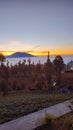 The view of the village above the clouds is very enchanting Royalty Free Stock Photo