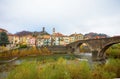 View of the village of Campo Ligure in the inland of Genoa, Italy