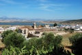 White village with lake to the rear, Bornos, Spain.