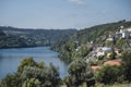 View of a village and the Douro River in the Douro Valley, Portugal. Royalty Free Stock Photo