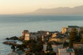 View of  the village of Erbalunga at sunrise, Cap Corse in Corsica France Royalty Free Stock Photo