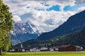 View of the village Farchant in Werdenfelser Land at the foot of Zugspitze, Bavaria, Germany