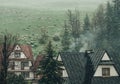 View of the village in the foothills of the european mountains in Poland. Zakopane Royalty Free Stock Photo