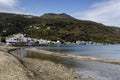 View of the village of Kochylos and on the Castle of Faneromeni on Andros Greece, Cyclades