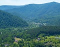 View of the village located in the valley between the mountains