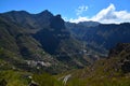 View of the village of Masca and mountain road in Parque Rural de Teno, Tenerife, Canary Islands, Spain. Royalty Free Stock Photo