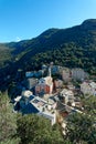 View of the village of Nonza, Cap Corse in Corsica France Royalty Free Stock Photo