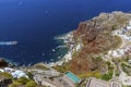 A view from the village of Oia, Santorini looking down towards Amoudi Bay Royalty Free Stock Photo