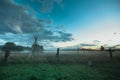 View of the Village of Old Believers in the Russian outback in night. Royalty Free Stock Photo