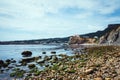 View of the village of Perce cliff from the pierced rock