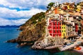 View of the village Riomaggiore. Cinque Terre National Park, Liguria Italy. Royalty Free Stock Photo