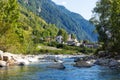 View of the village of Rossa in the Grisons