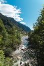 View of the village of Rossa in the Grisons