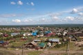 View of the village Taezhny in the deep taiga in summer. Krasnoyarsk region. Russia