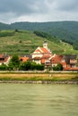 View of the village of Woesendorf and its baroque parish church along the Danube