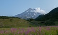 View of Viluchinskiy volcano in summer. Kamchatka Royalty Free Stock Photo