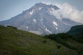 View of Viluchinskiy volcano in summer. Kamchatka Royalty Free Stock Photo