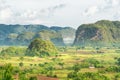 View of the Vinales Valley in Cuba on the early mo