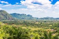 View of the Vinales valley, Pinar del Rio, Cuba. Copy space for text.