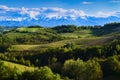 View of the vineyards and hills of Langa Piemonte Italy