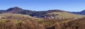 View of the vineyards of the village of Varnhalt and Yburg Castle near Baden Baden. Baden Wuerttemberg, Germany, Europe