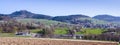 View of the vineyards of the village of Varnhalt and Yburg Castle near Baden Baden. Baden Wuerttemberg, Germany, Europe