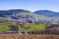 View of the vineyards of the village of Varnhalt and Yburg Castle near Baden Baden. Baden Wuerttemberg, Germany, Europe