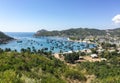 View of Vinh Hy bay with many fishing boats in Khanh Hoa, Vietnam