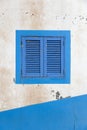 Vintage blue window shutter on the old house Royalty Free Stock Photo