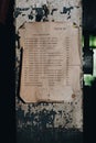 Vintage Paperwork on Wood Column - Abandoned Lonaconing Silk Mill - Maryland