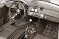 Vintage Porsche steering wheel and interior